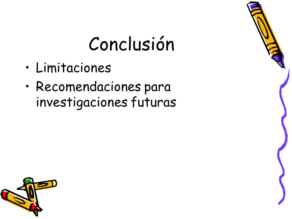 Conclusión Limitaciones Recomendaciones para investigaciones futuras