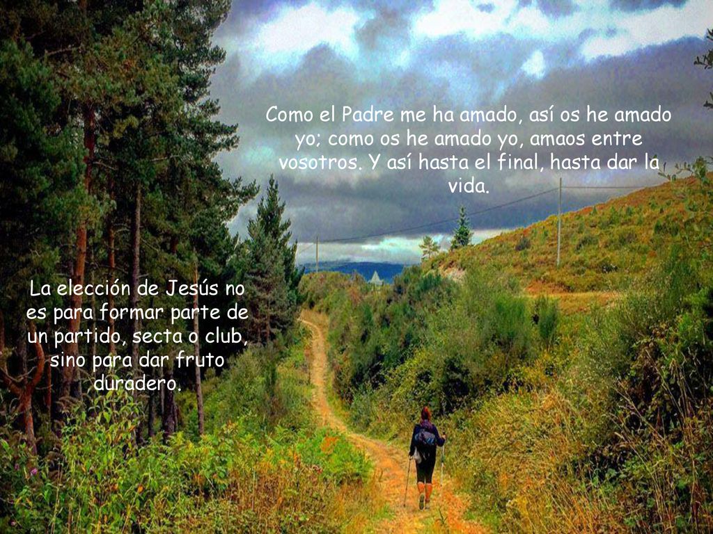 Como el Padre me ha amado, así os he amado yo; como os he amado yo, amaos entre vosotros. Y así hasta el final, hasta dar la vida.