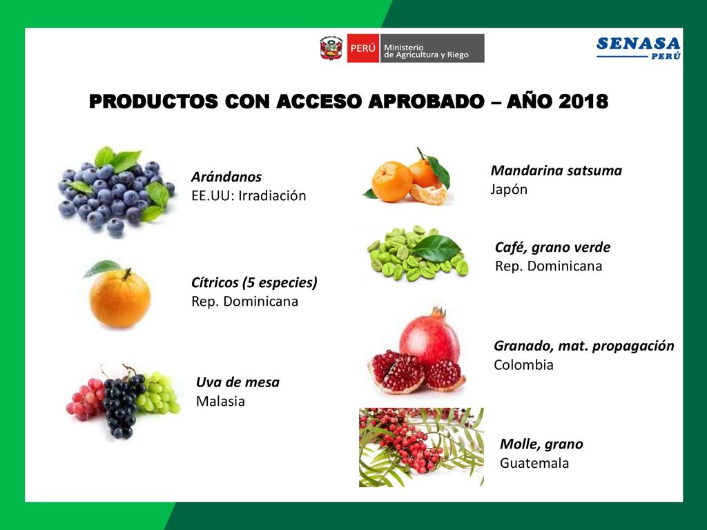 PRODUCTOS CON ACCESO APROBADO – AÑO 2018