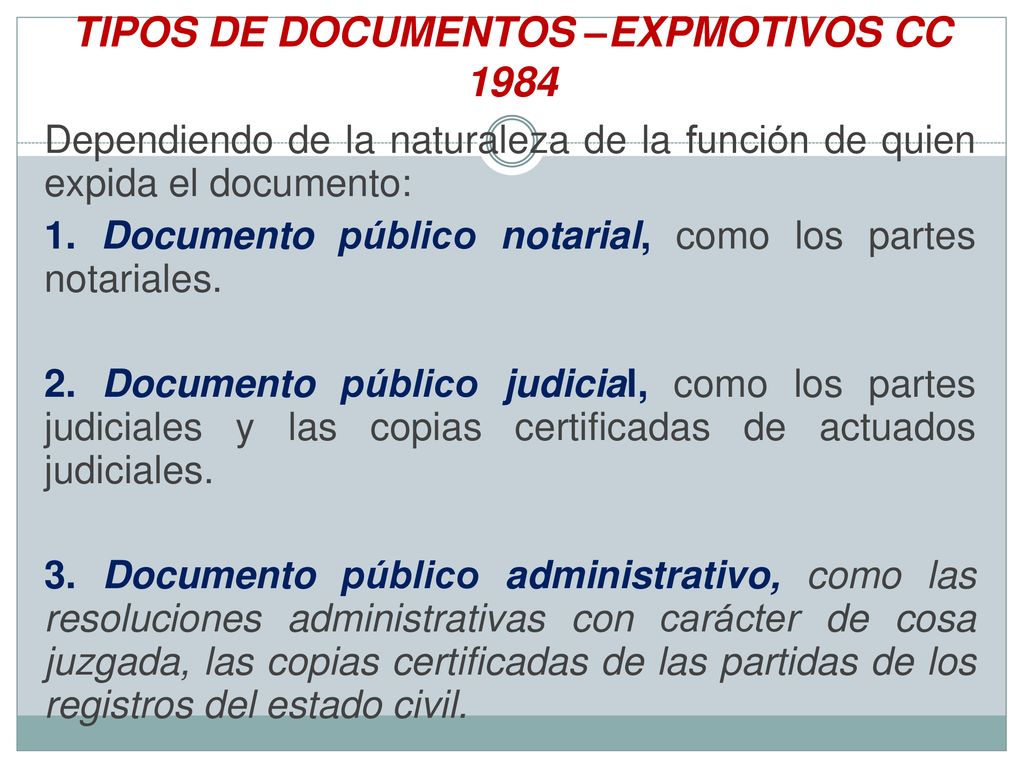 TIPOS DE DOCUMENTOS –EXPMOTIVOS CC 1984