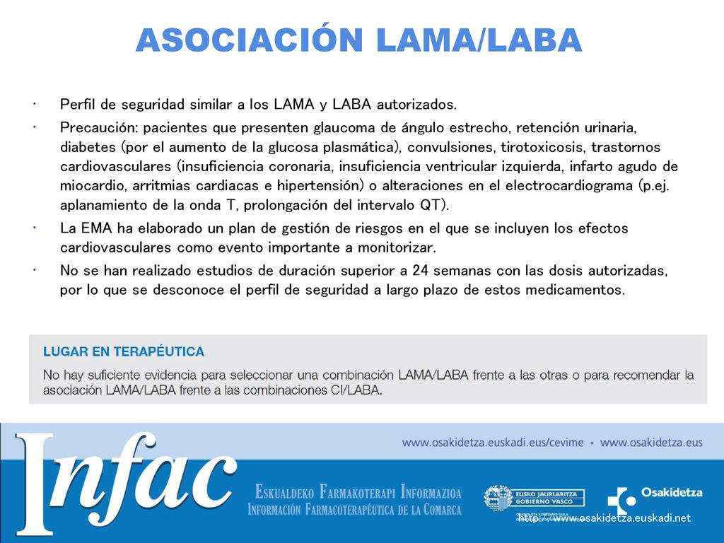 ASOCIACIÓN LAMA/LABA Perfil de seguridad similar a los LAMA y LABA autorizados.