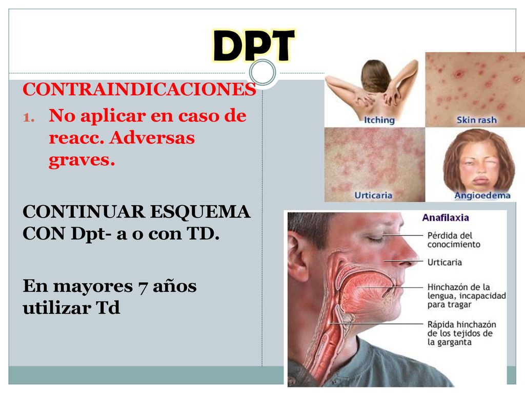 DPT CONTRAINDICACIONES No aplicar en caso de reacc. Adversas graves.