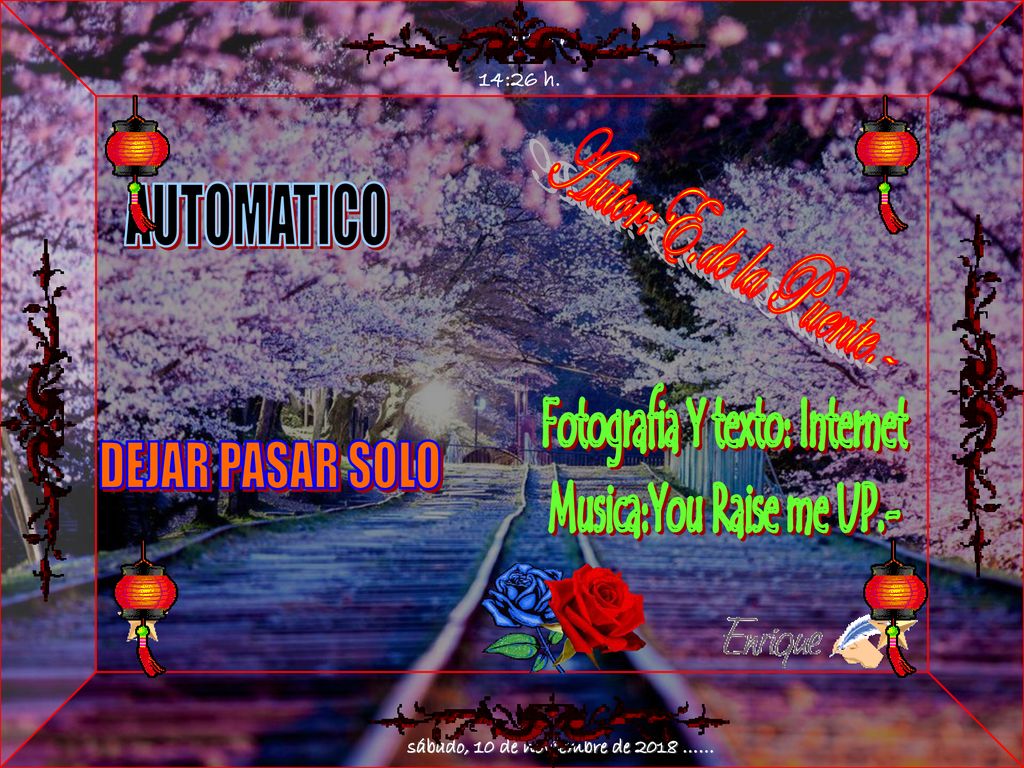 Fotografia Y texto: Internet Musica:You Raise me UP.- DEJAR PASAR SOLO