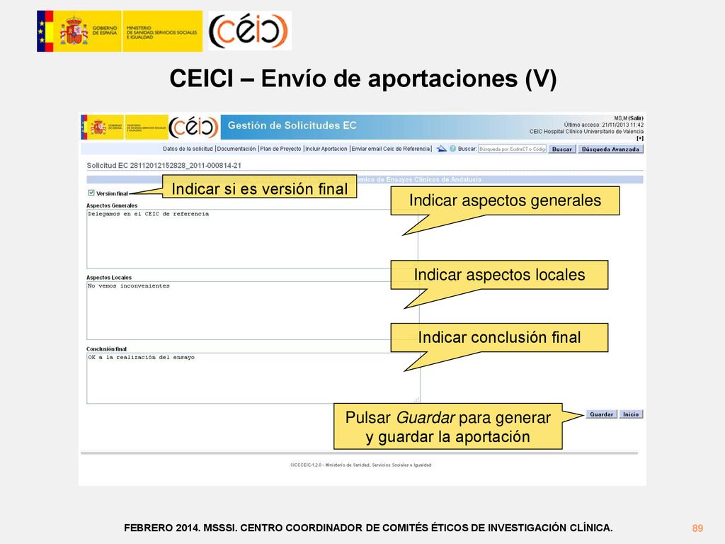 CEICI – Envío de aportaciones (V)