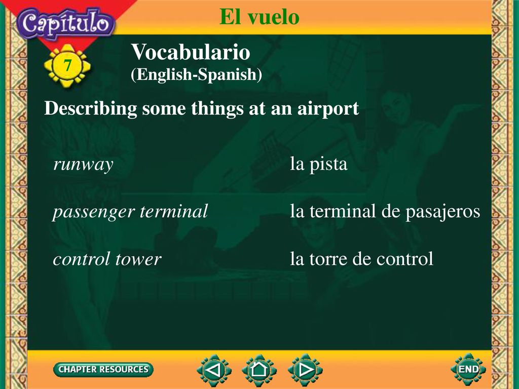 El vuelo Vocabulario Describing some things at an airport runway