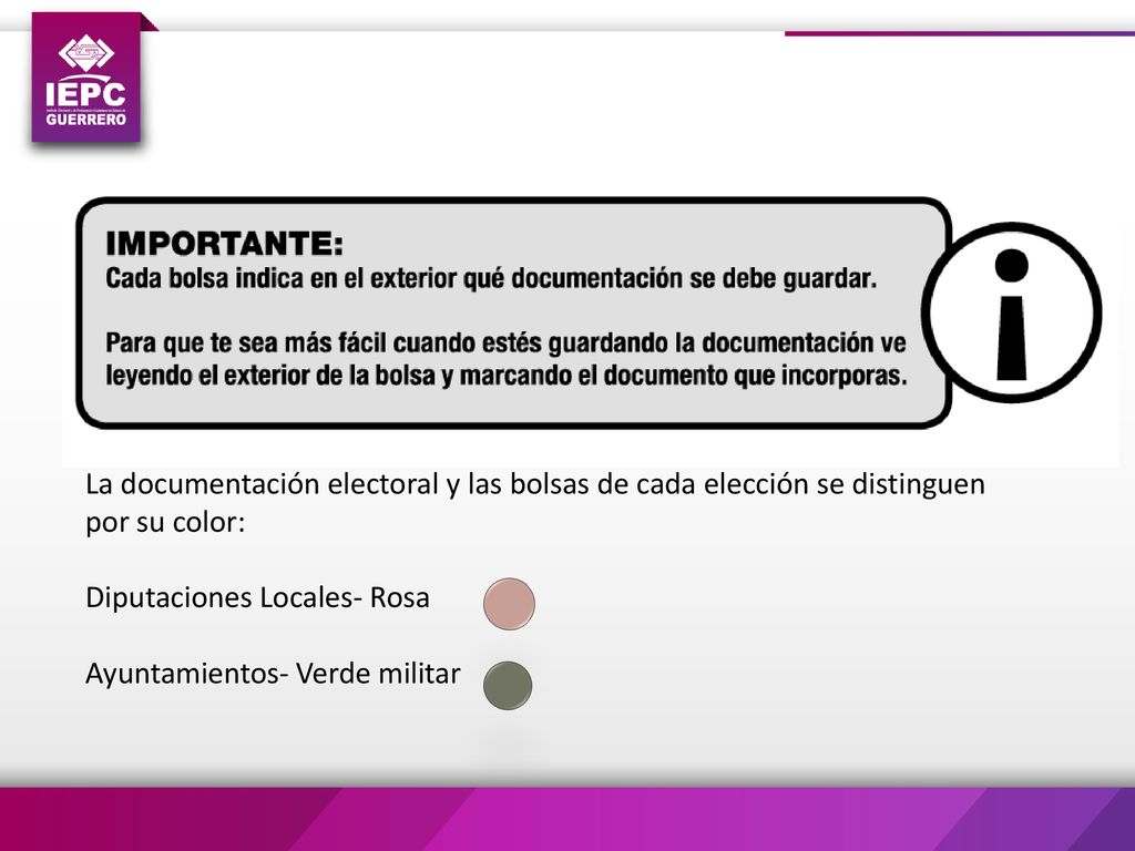 La documentación electoral y las bolsas de cada elección se distinguen por su color: