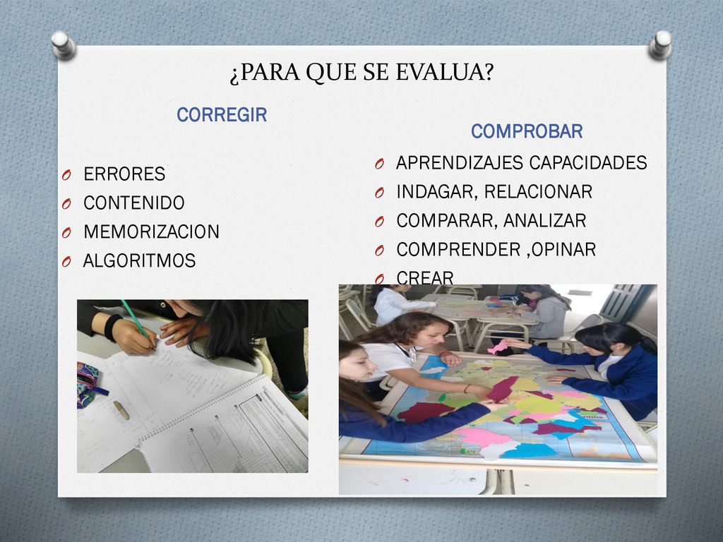 ¿PARA QUE SE EVALUA CORREGIR COMPROBAR APRENDIZAJES CAPACIDADES