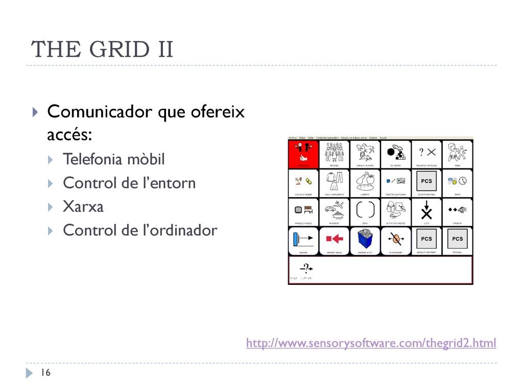 THE GRID II Comunicador que ofereix accés: Telefonia mòbil