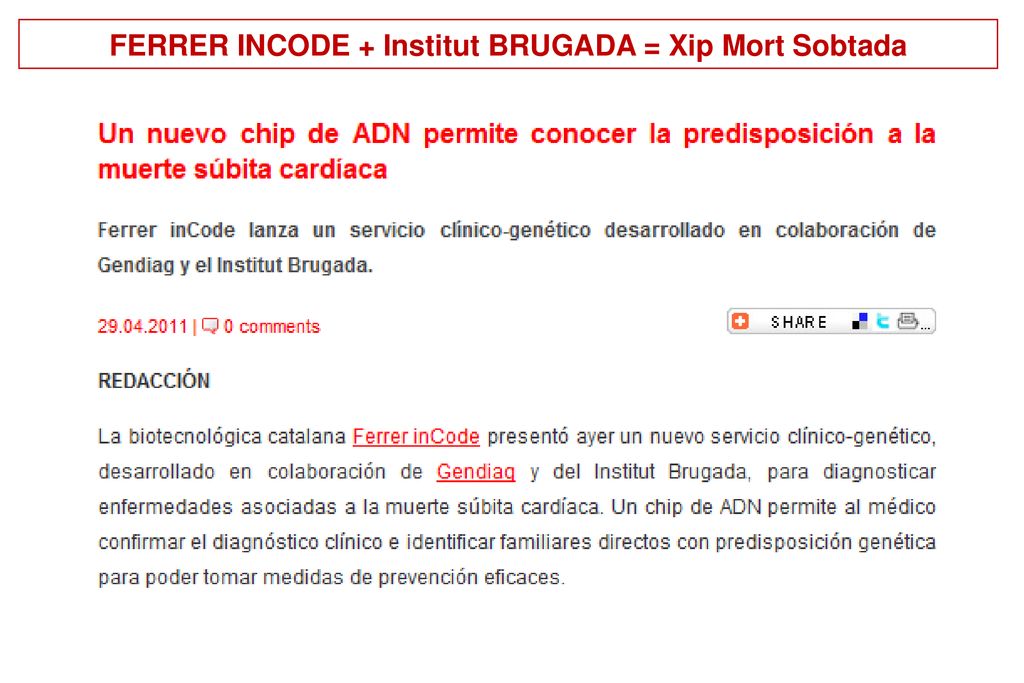 FERRER INCODE + Institut BRUGADA = Xip Mort Sobtada