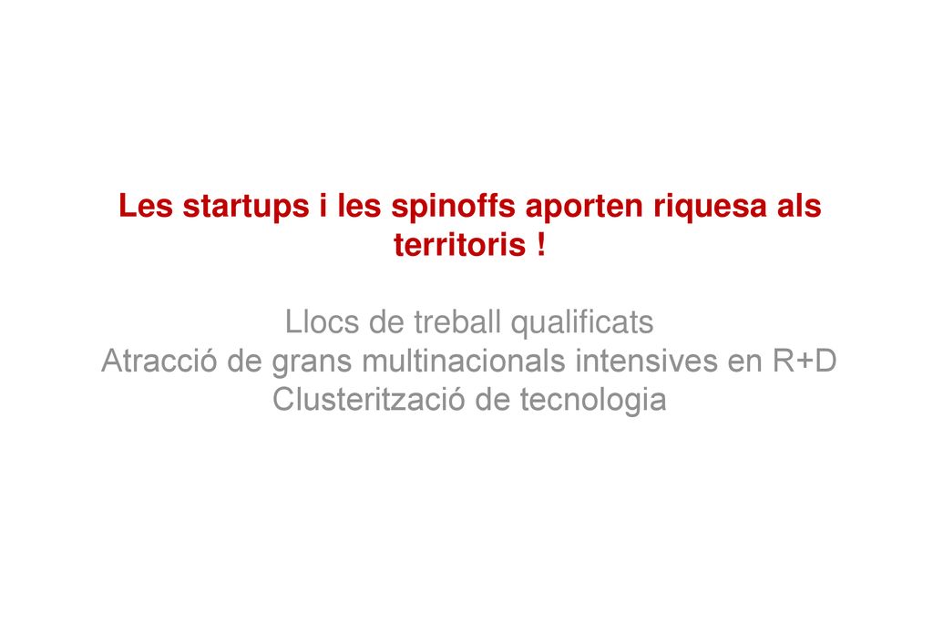 Les startups i les spinoffs aporten riquesa als territoris