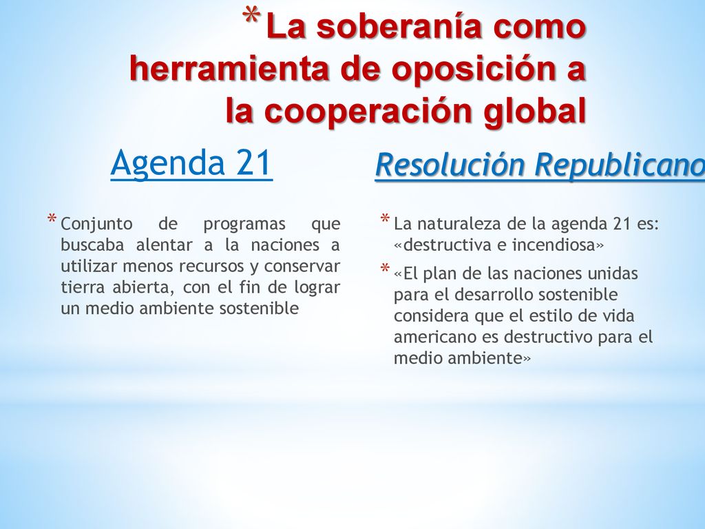 La soberanía como herramienta de oposición a la cooperación global