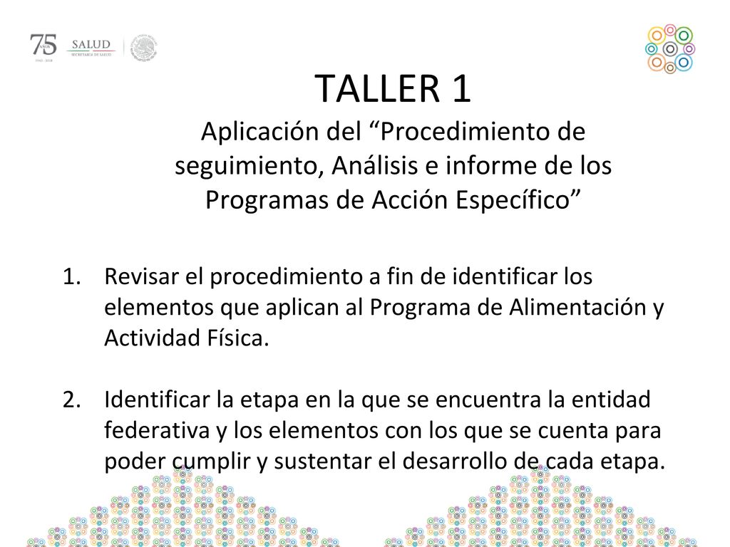 TALLER 1 Aplicación del Procedimiento de seguimiento, Análisis e informe de los Programas de Acción Específico