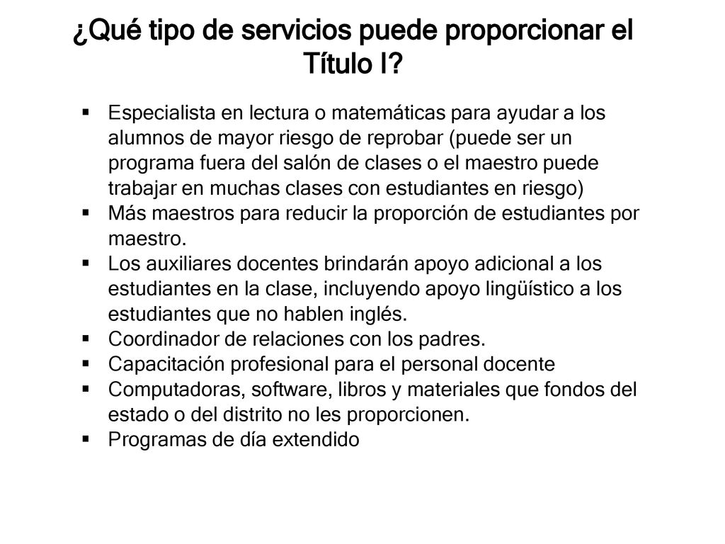 ¿Qué tipo de servicios puede proporcionar el Título I