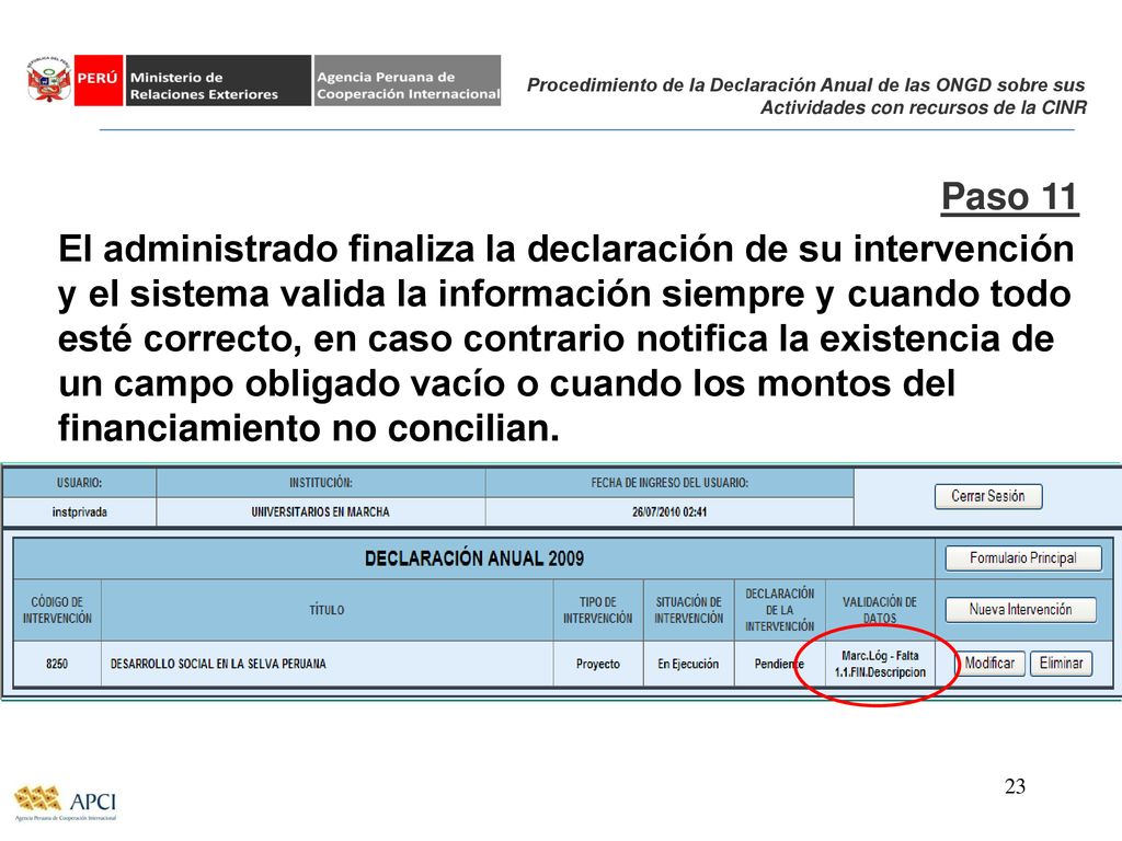 Procedimiento de la Declaración Anual de las ONGD sobre sus