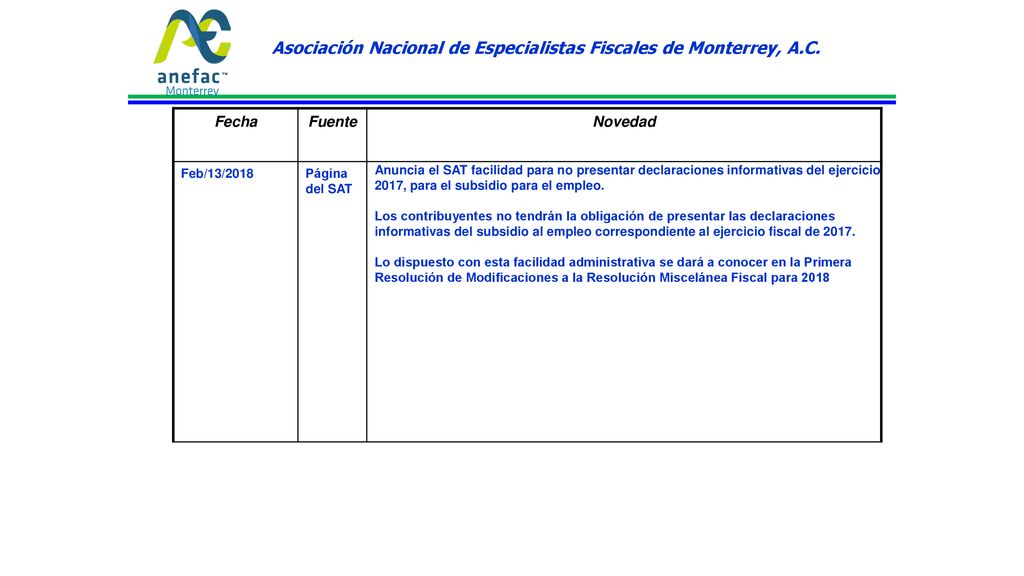 Asociación Nacional de Especialistas Fiscales de Monterrey, A.C.