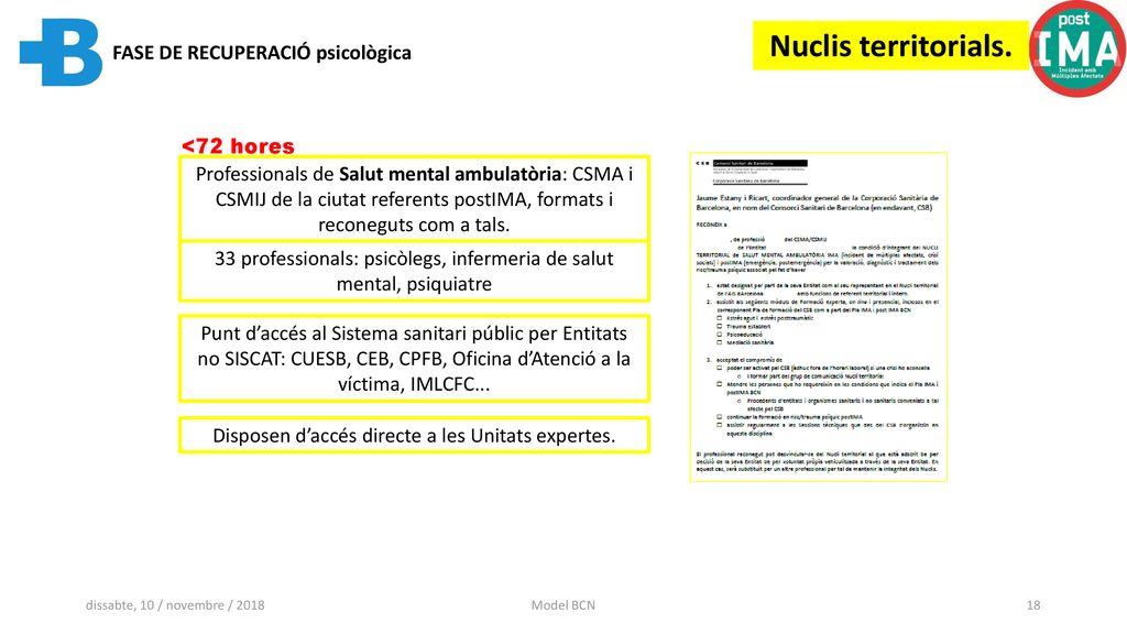Nuclis territorials. FASE DE RECUPERACIÓ psicològica <72 hores