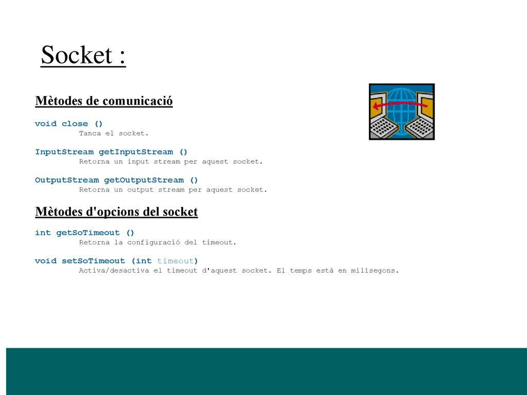 Socket : Mètodes de comunicació Mètodes d opcions del socket