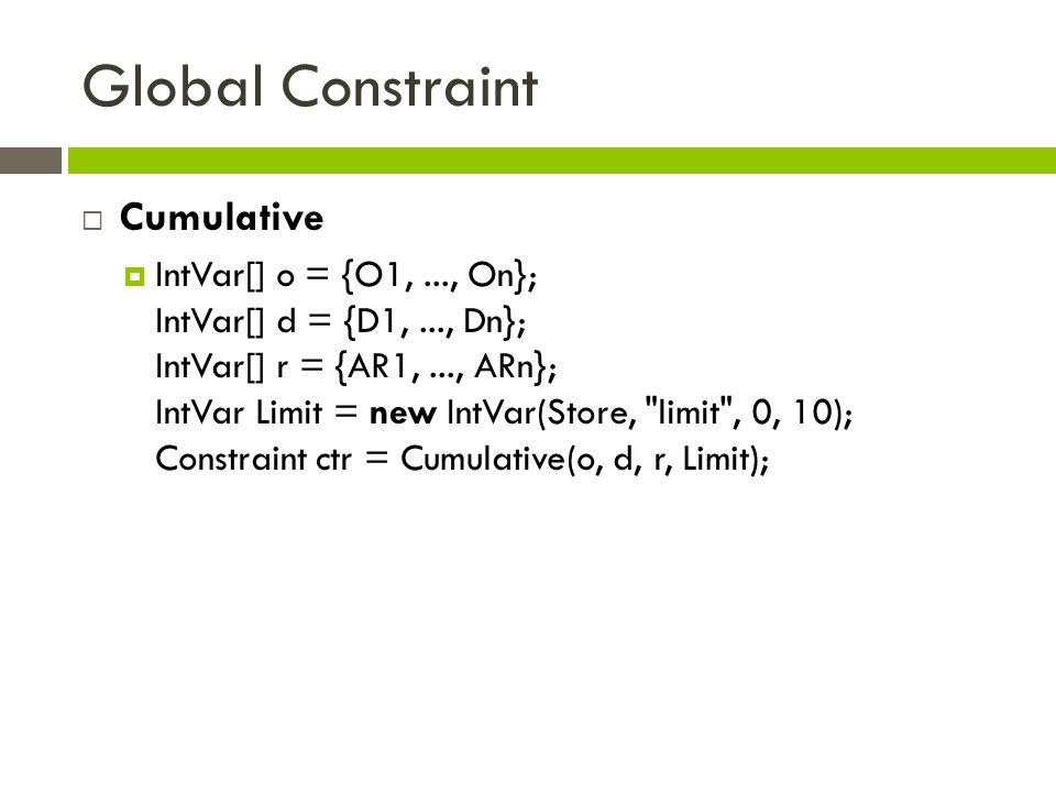 Global Constraint Cumulative