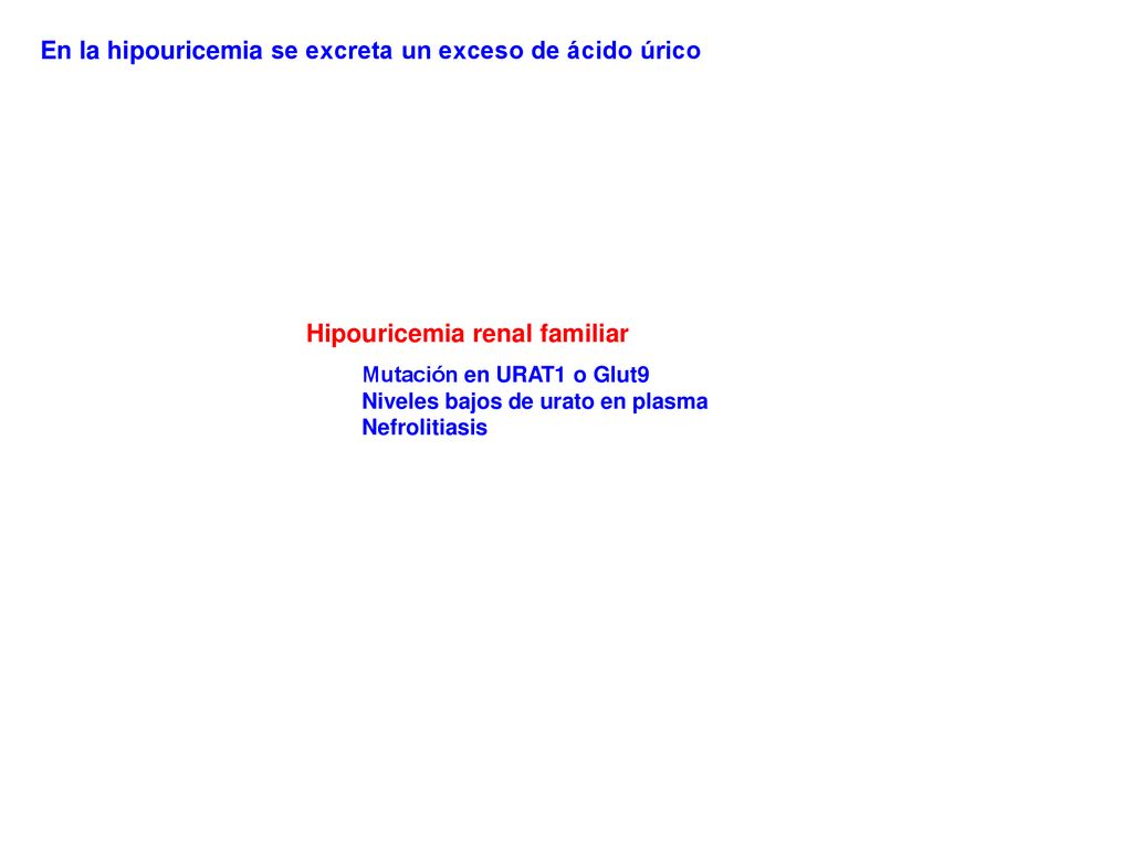 En la hipouricemia se excreta un exceso de ácido úrico