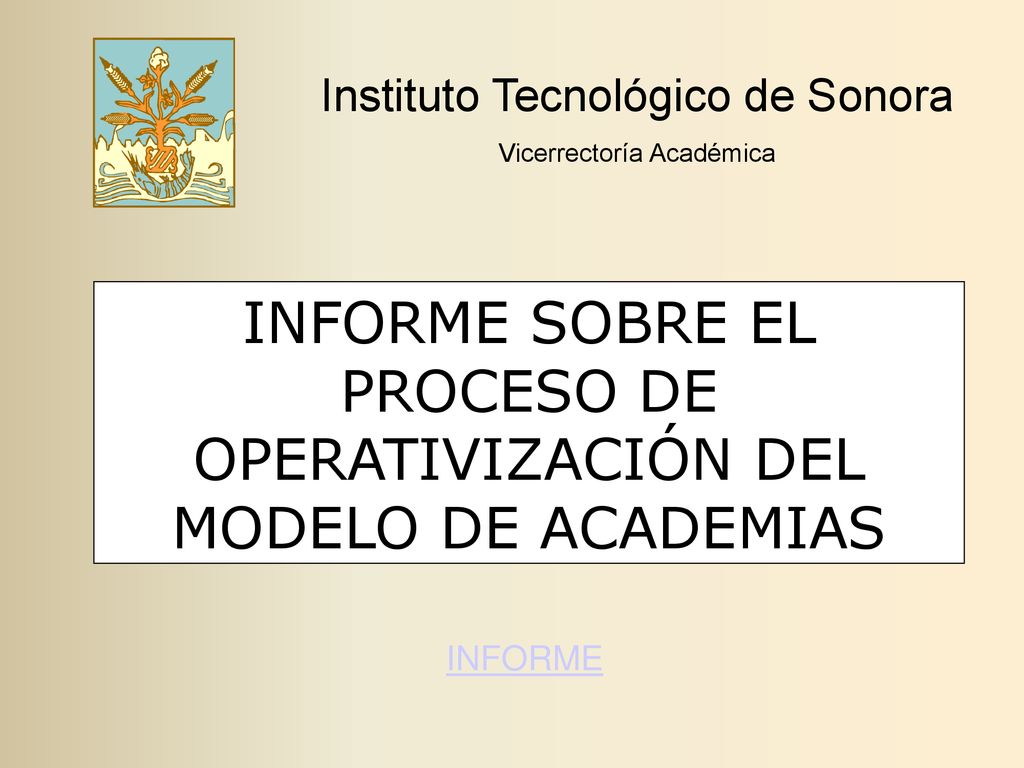 INFORME SOBRE EL PROCESO DE OPERATIVIZACIÓN DEL MODELO DE ACADEMIAS