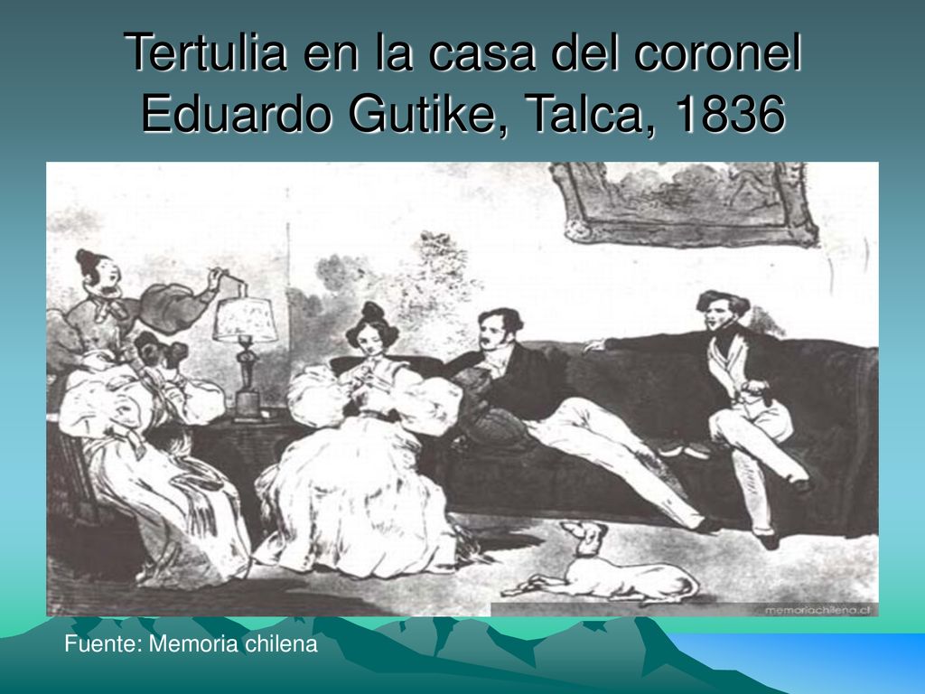 Tertulia en la casa del coronel Eduardo Gutike, Talca, 1836