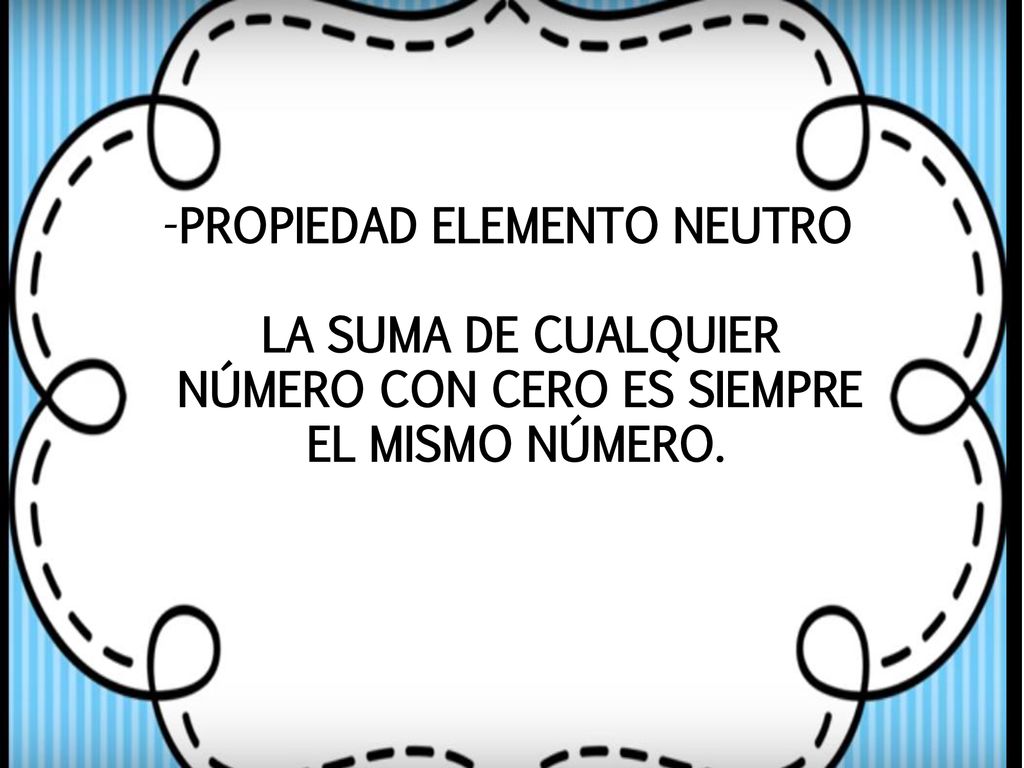 LA SUMA DE CUALQUIER NÚMERO CON CERO ES SIEMPRE EL MISMO NÚMERO.