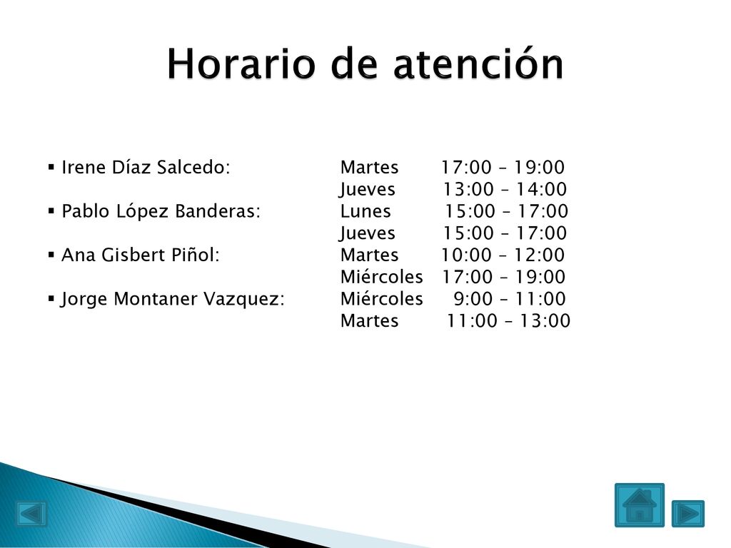 Horario de atención Irene Díaz Salcedo: Martes 17:00 – 19:00