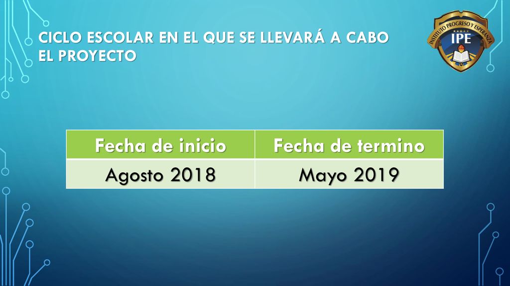 Ciclo escolar en el que se llevará a cabo el proyecto