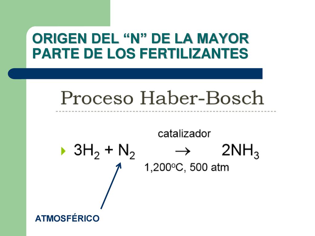 ORIGEN DEL N DE LA MAYOR PARTE DE LOS FERTILIZANTES