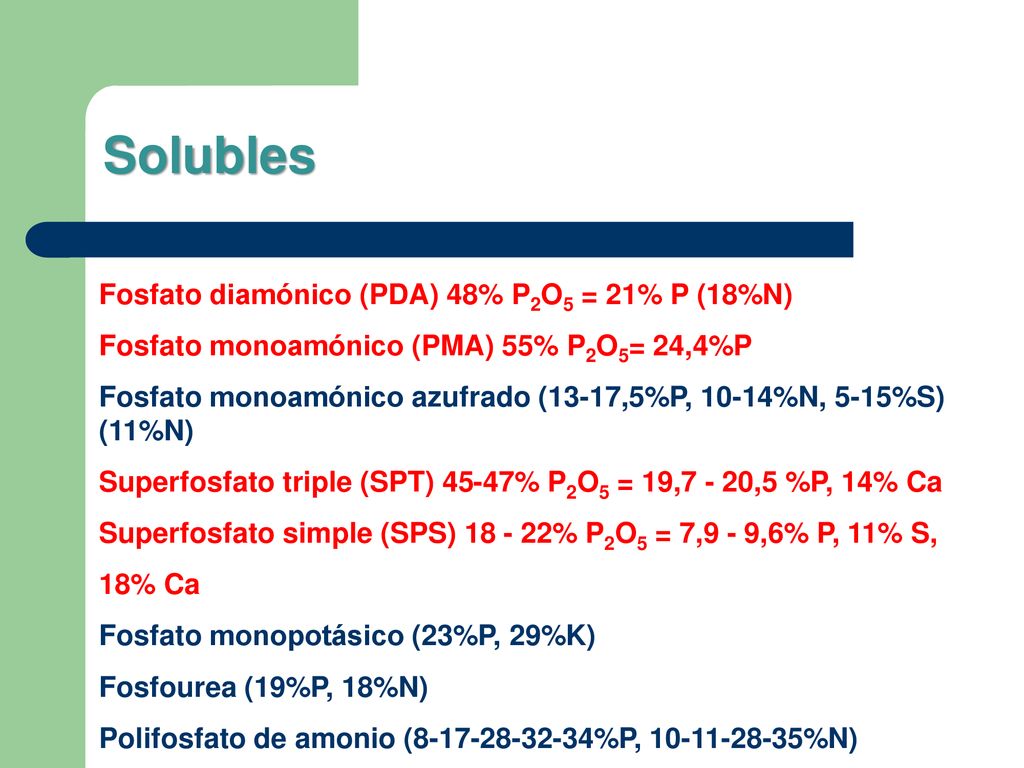 Solubles Fosfato diamónico (PDA) 48% P2O5 = 21% P (18%N)