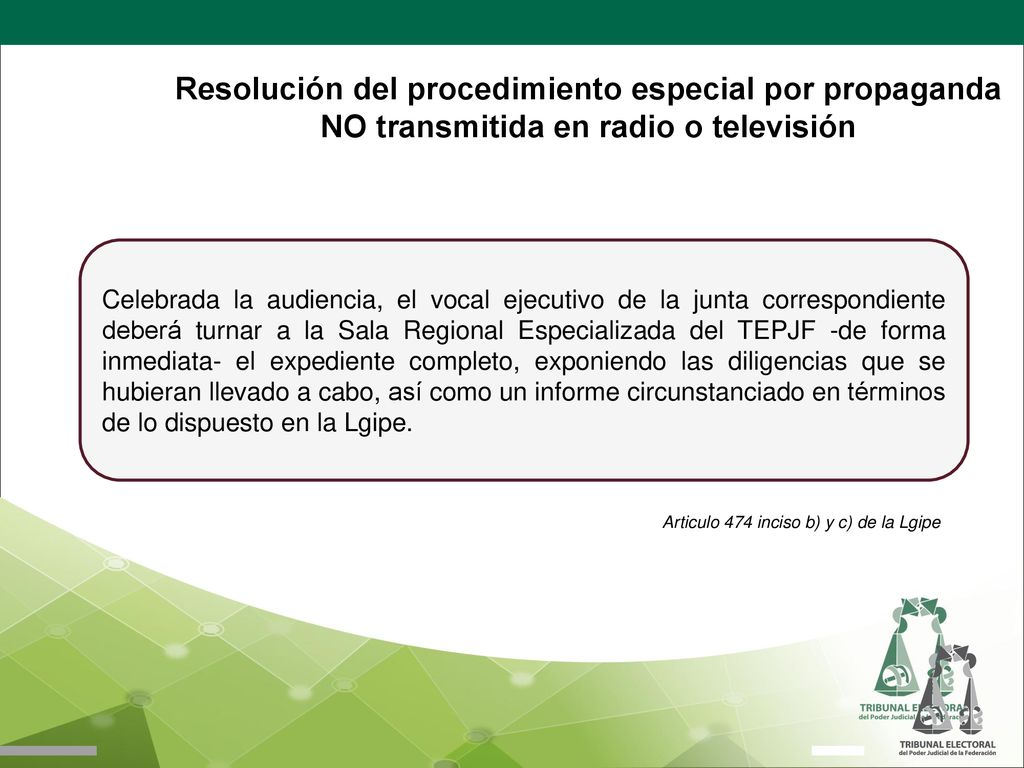 Resolución del procedimiento especial por propaganda NO transmitida en radio o televisión