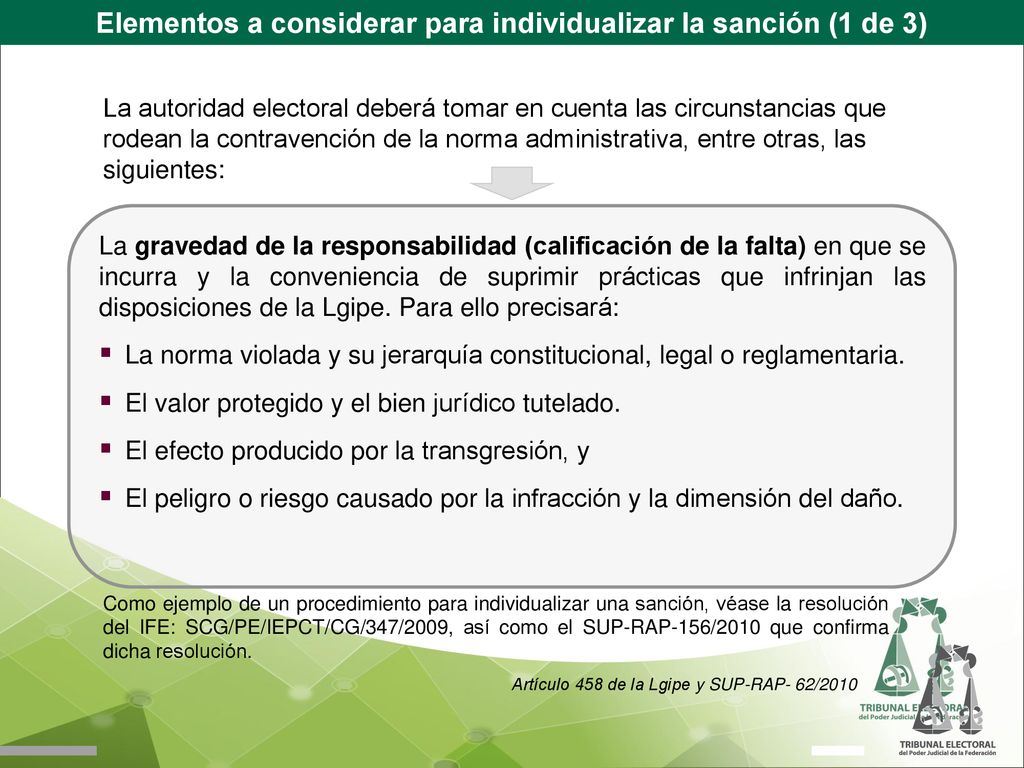 Elementos a considerar para individualizar la sanción (1 de 3)