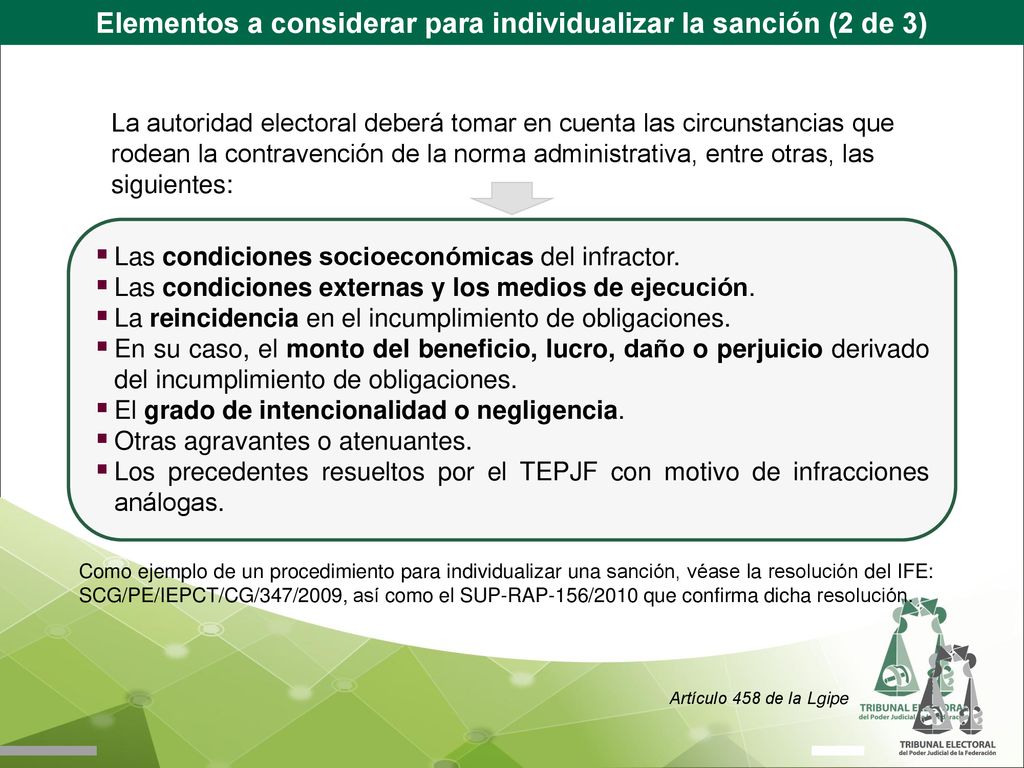 Elementos a considerar para individualizar la sanción (2 de 3)