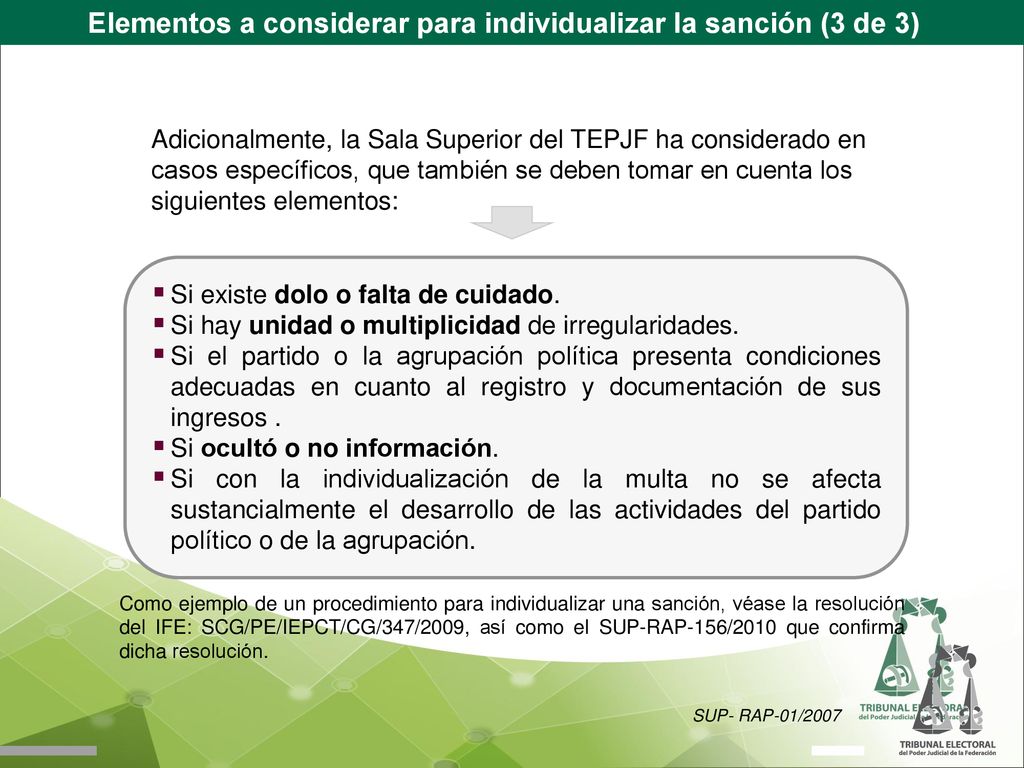 Elementos a considerar para individualizar la sanción (3 de 3)