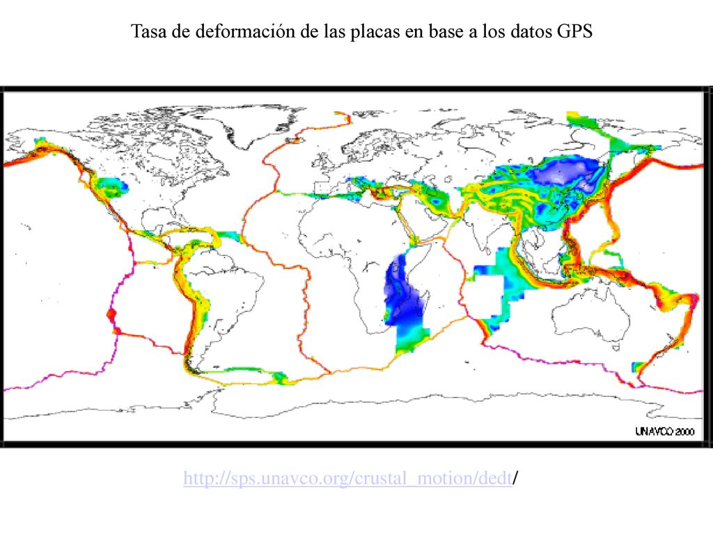 Tasa de deformación de las placas en base a los datos GPS