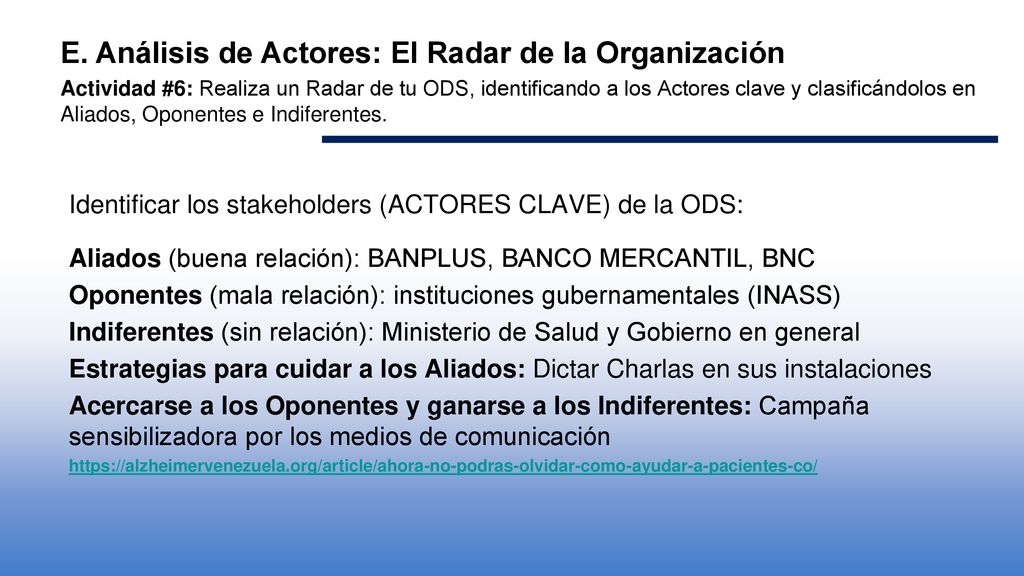 E. Análisis de Actores: El Radar de la Organización
