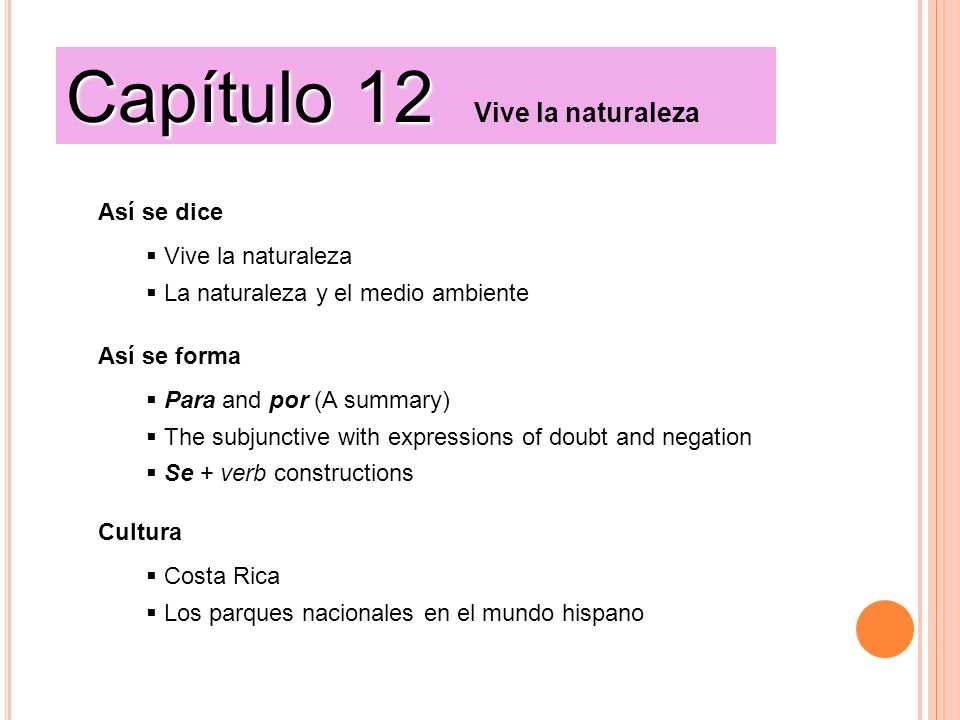 Capítulo 12 Vive la naturaleza