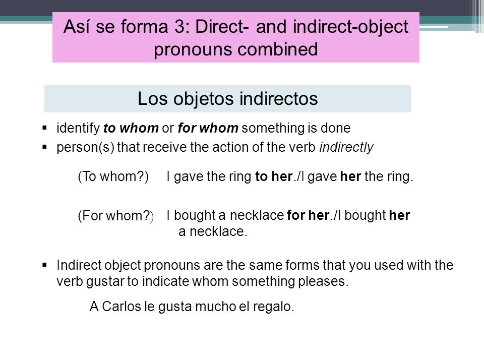 Así se forma 3: Direct- and indirect-object pronouns combined