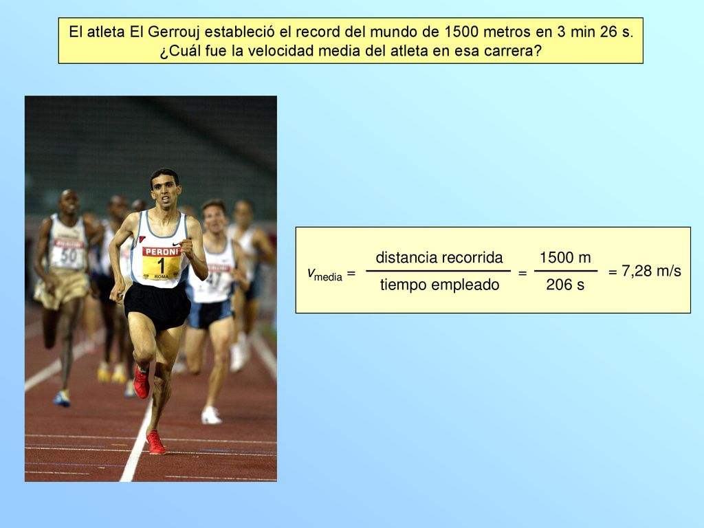 ¿Cuál fue la velocidad media del atleta en esa carrera