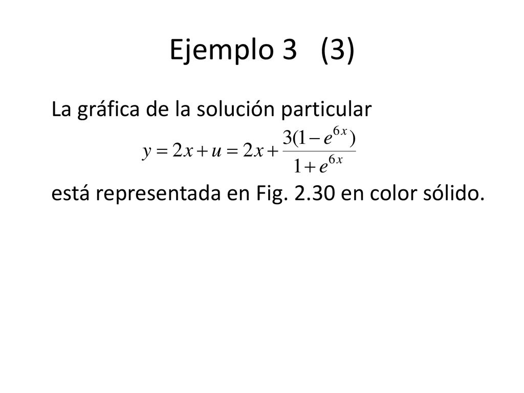 Ejemplo 3 (3) La gráfica de la solución particular está representada en Fig.