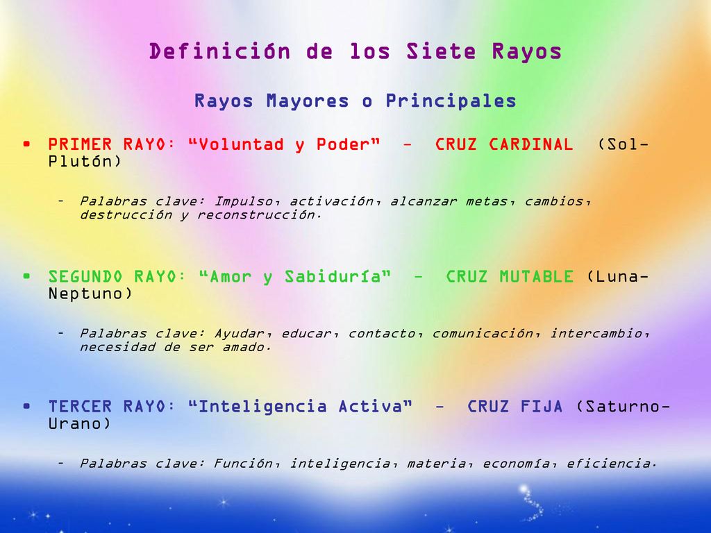 Definición de los Siete Rayos Rayos Mayores o Principales