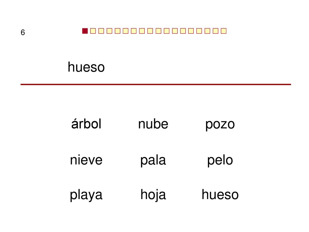 6 hueso árbol nube pozo nieve pala pelo playa hoja hueso
