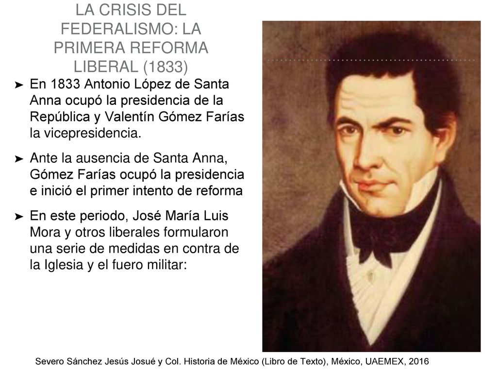 La crisis del federalismo: La primera reforma liberal (1833)
