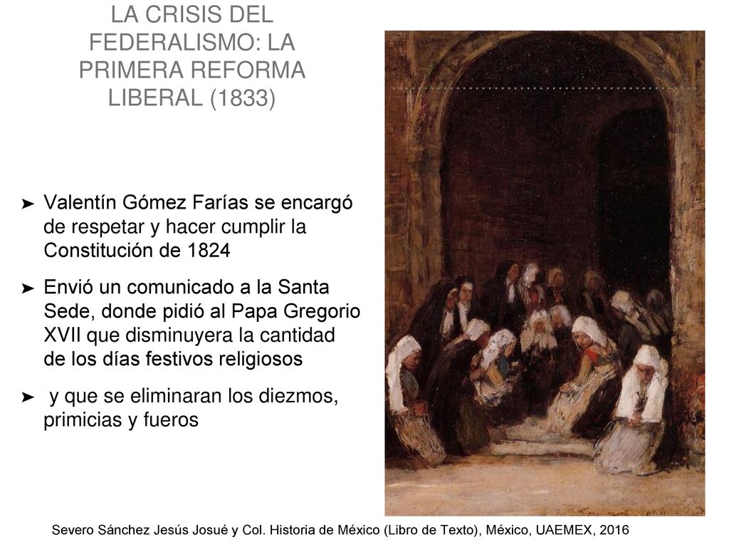 La crisis del federalismo: La primera reforma liberal (1833)