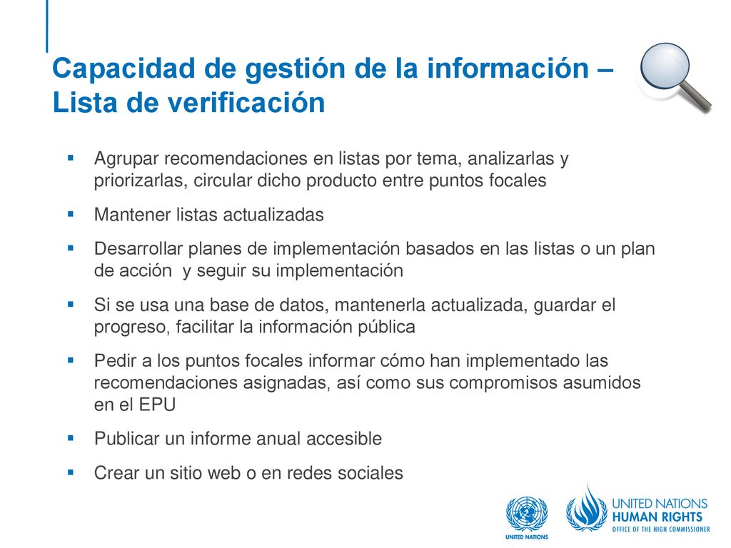 Capacidad de gestión de la información – Lista de verificación