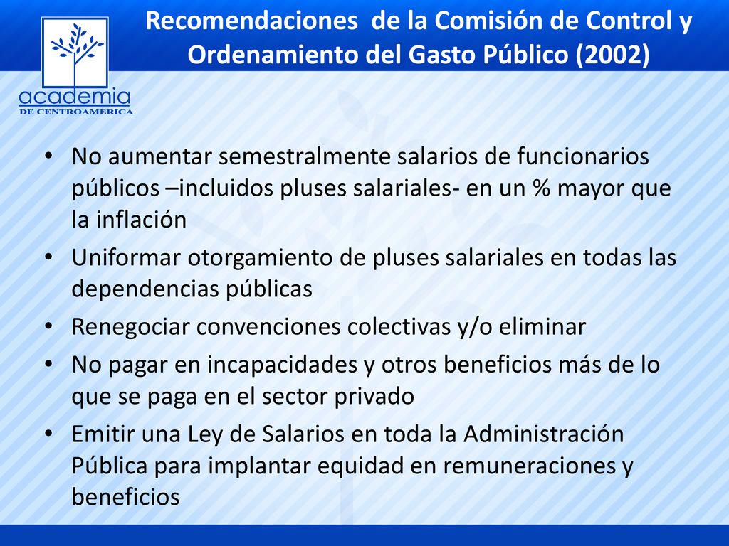 Recomendaciones de la Comisión de Control y Ordenamiento del Gasto Público (2002)