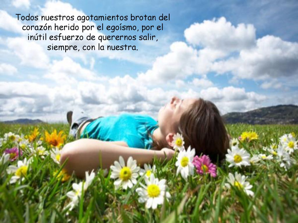 Todos nuestros agotamientos brotan del corazón herido por el egoísmo, por el inútil esfuerzo de querernos salir, siempre, con la nuestra.