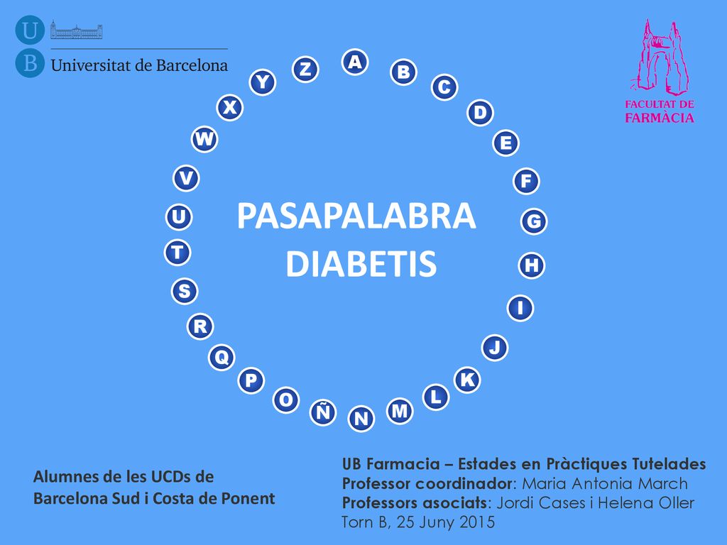 PASAPALABRA DIABETIS A Z B Y C X D W E V F U G T H S I R J Q P K L O Ñ