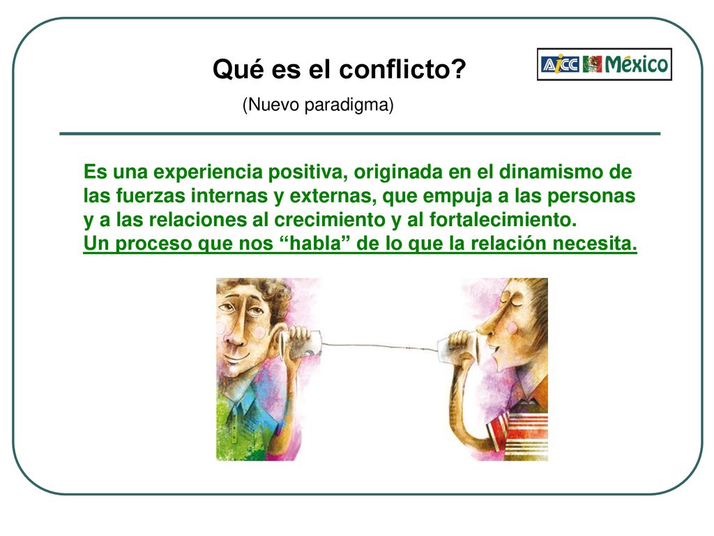 Qué es el conflicto (Nuevo paradigma) Es una experiencia positiva, originada en el dinamismo de.
