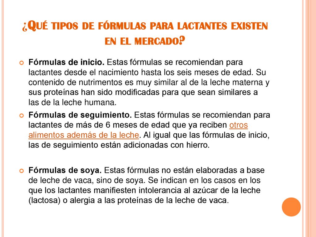 ¿Qué tipos de fórmulas para lactantes existen en el mercado